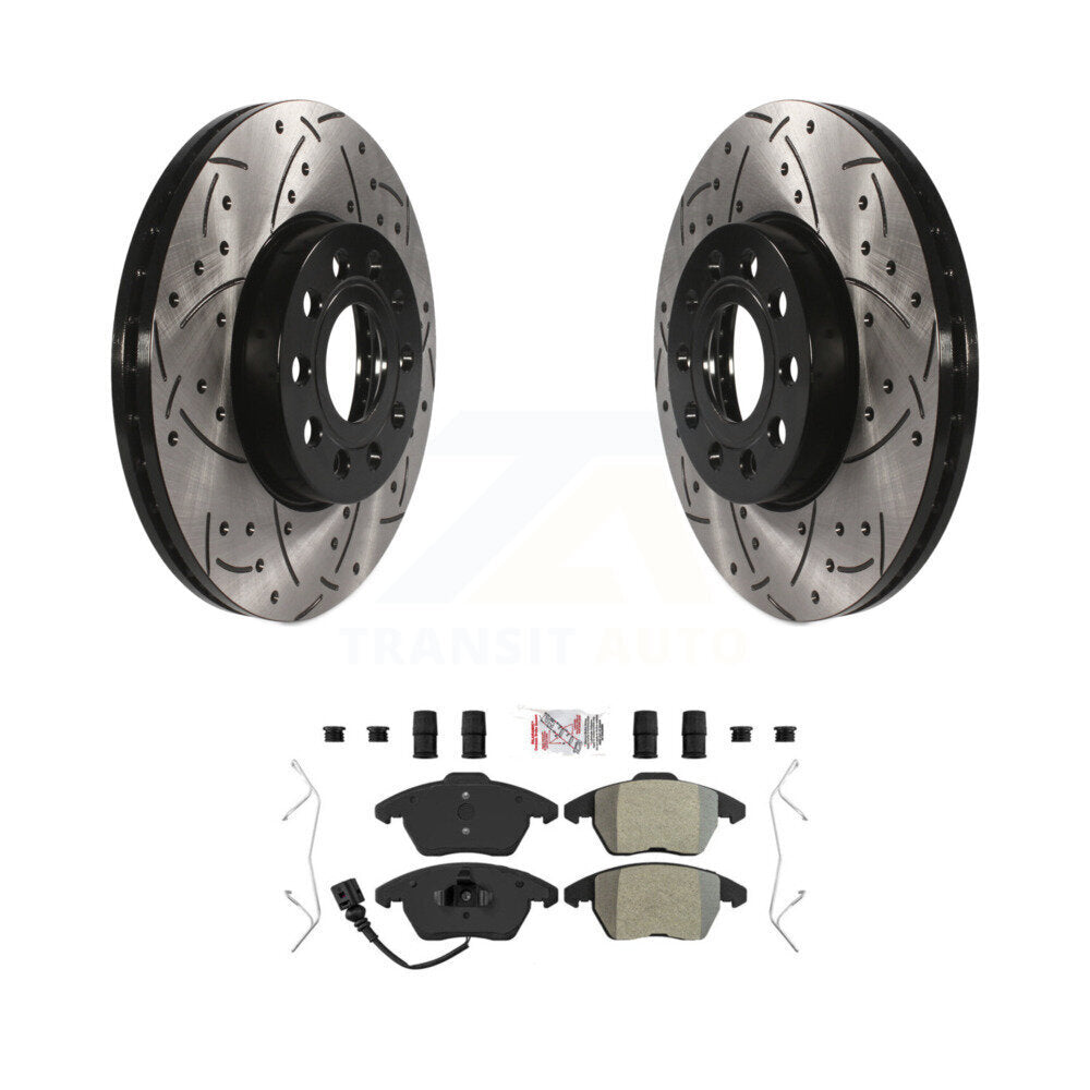 Kit de plaquettes semi-métalliques de Rotor de frein de fente de forage avant pour Volkswagen Jetta Golf Eo