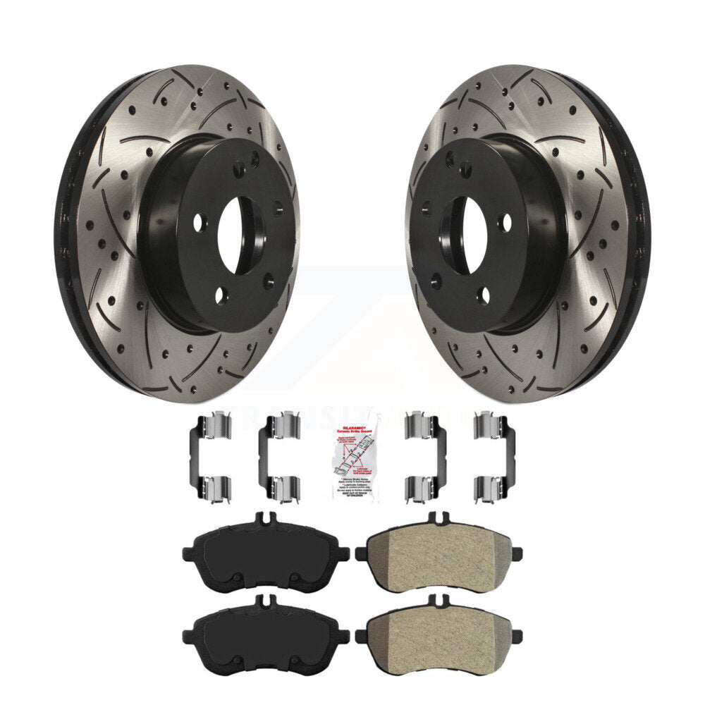 Kit de plaquettes semi-métalliques de Rotor de frein à fente avant percée, pour Mercedes-Benz C300 C25