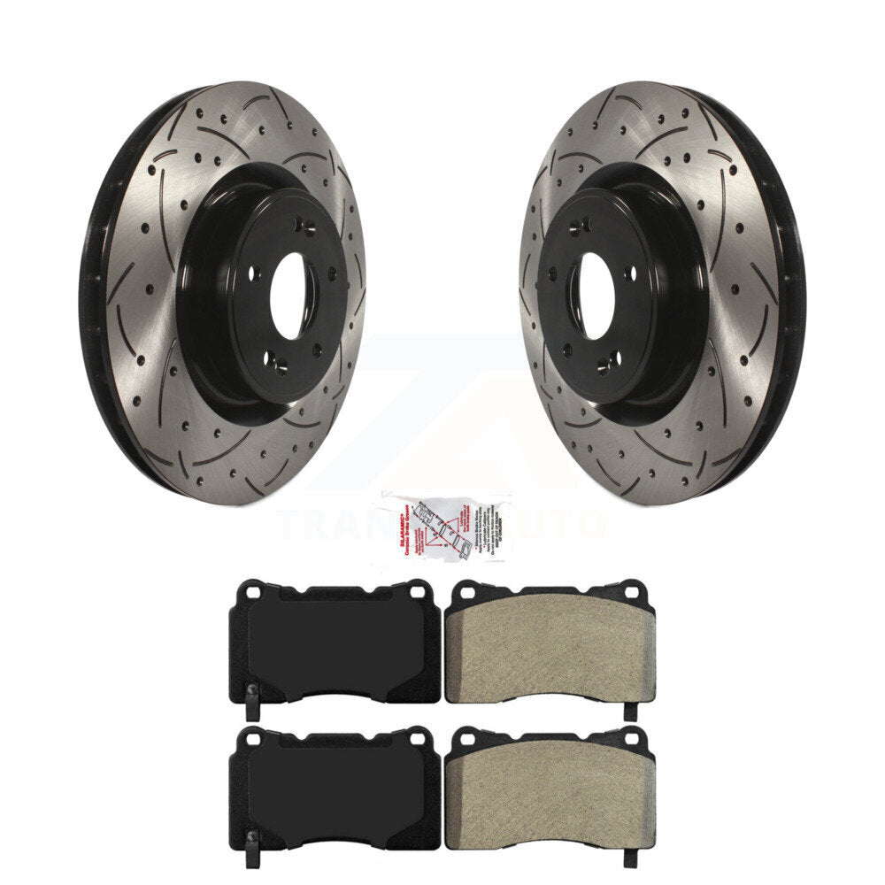 Rotor de frein à fente percée avant et Kit de plaquettes semi-métalliques pour Hyundai Genesis Coup