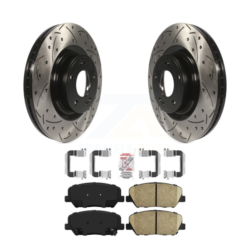 Kit de plaquettes en céramique pour Rotor de frein à disque, fente de perçage pour manteau avant, pour Hyundai Genesis Coup