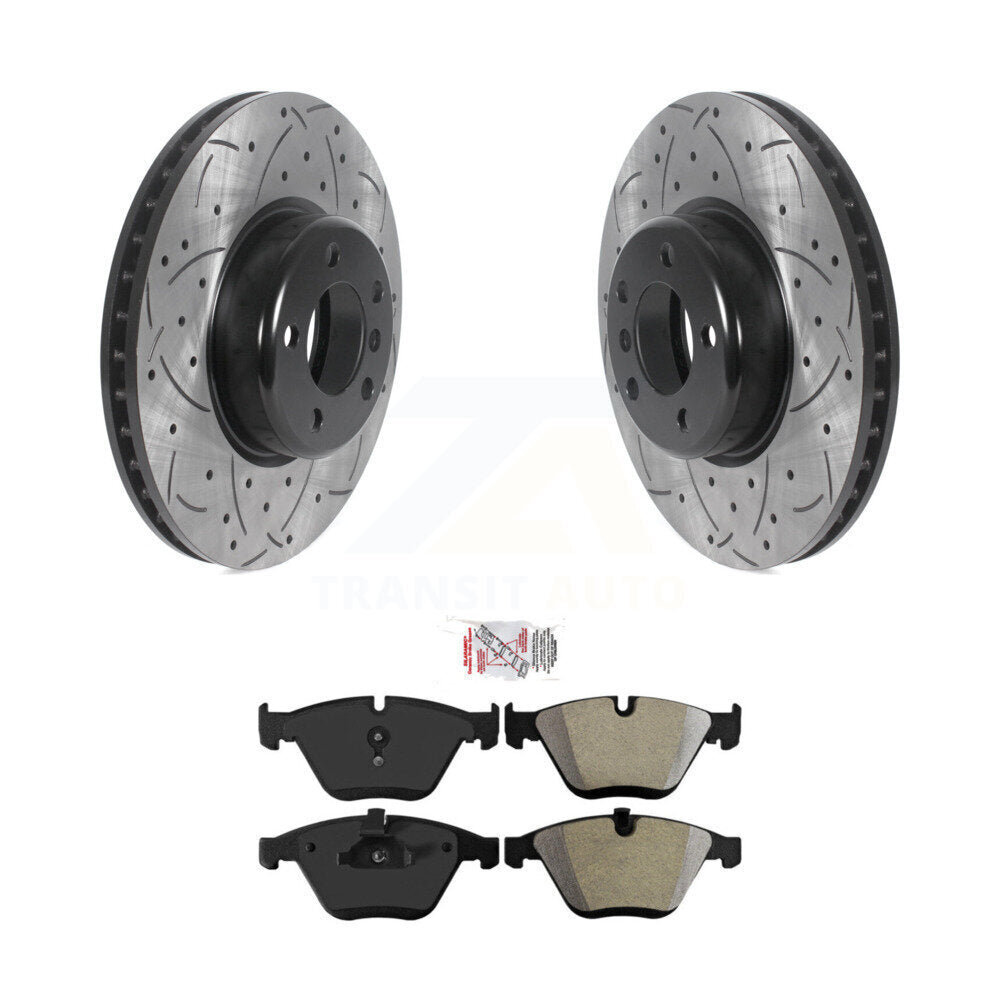 Kit de plaquettes semi-métalliques de Rotor de frein à disque à fente avant percée pour BMW 328i 335 2013