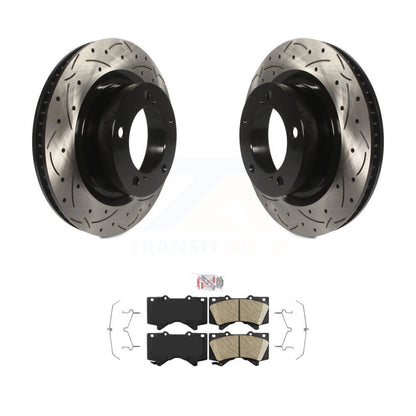 Rotor de frein à fente avant percé et Kit de plaquettes en céramique pour Toyota Tundra Sequoia Lexu