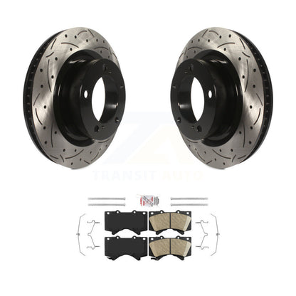 Rotor de frein à fente avant percé et Kit de plaquettes en céramique pour Toyota Tundra Sequoia Lexu