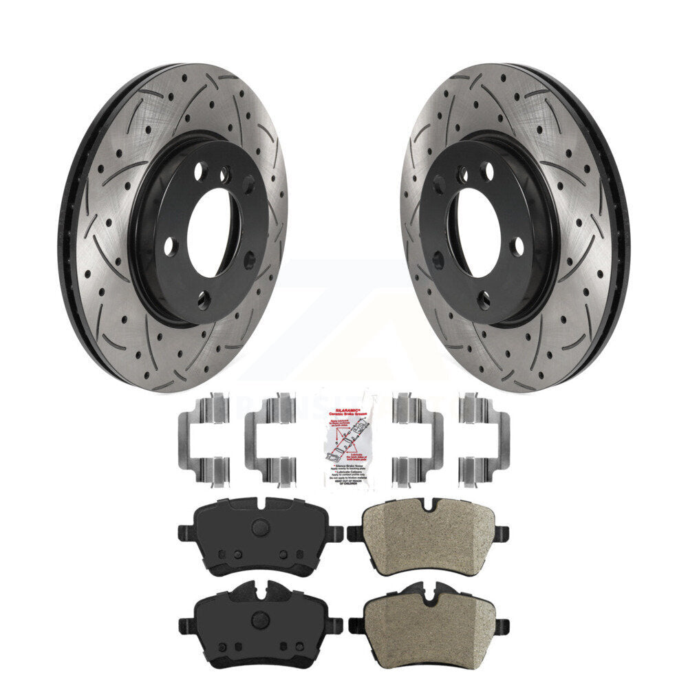 Rotors de frein à fente avant percés, Kit de plaquettes semi-métalliques pour Mini Cooper Countryma