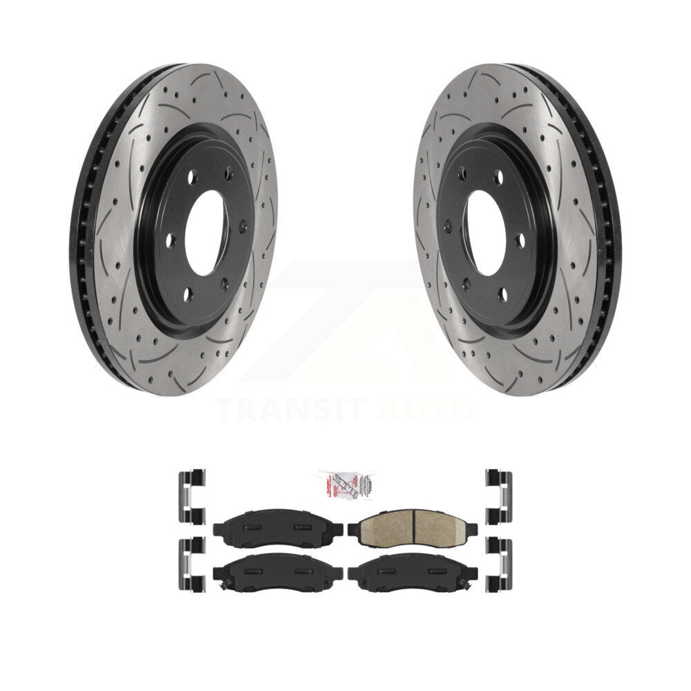 Kit de plaquettes en céramique pour rotors de frein à fente avant percés, pour Nissan TITAN 2007 à partir de 04 0