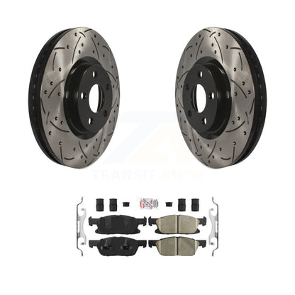 Rotors de frein à disque fendus percés à revêtement avant et kit de plaquettes en céramique pour Ford Edge