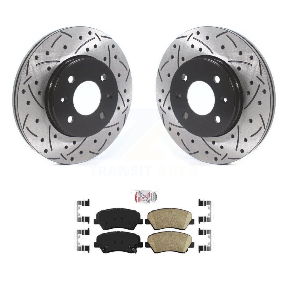 Kit de Rotor de frein à disque et de plaquettes en céramique, fente avant percée, pour Hyundai Accent Kia Ri