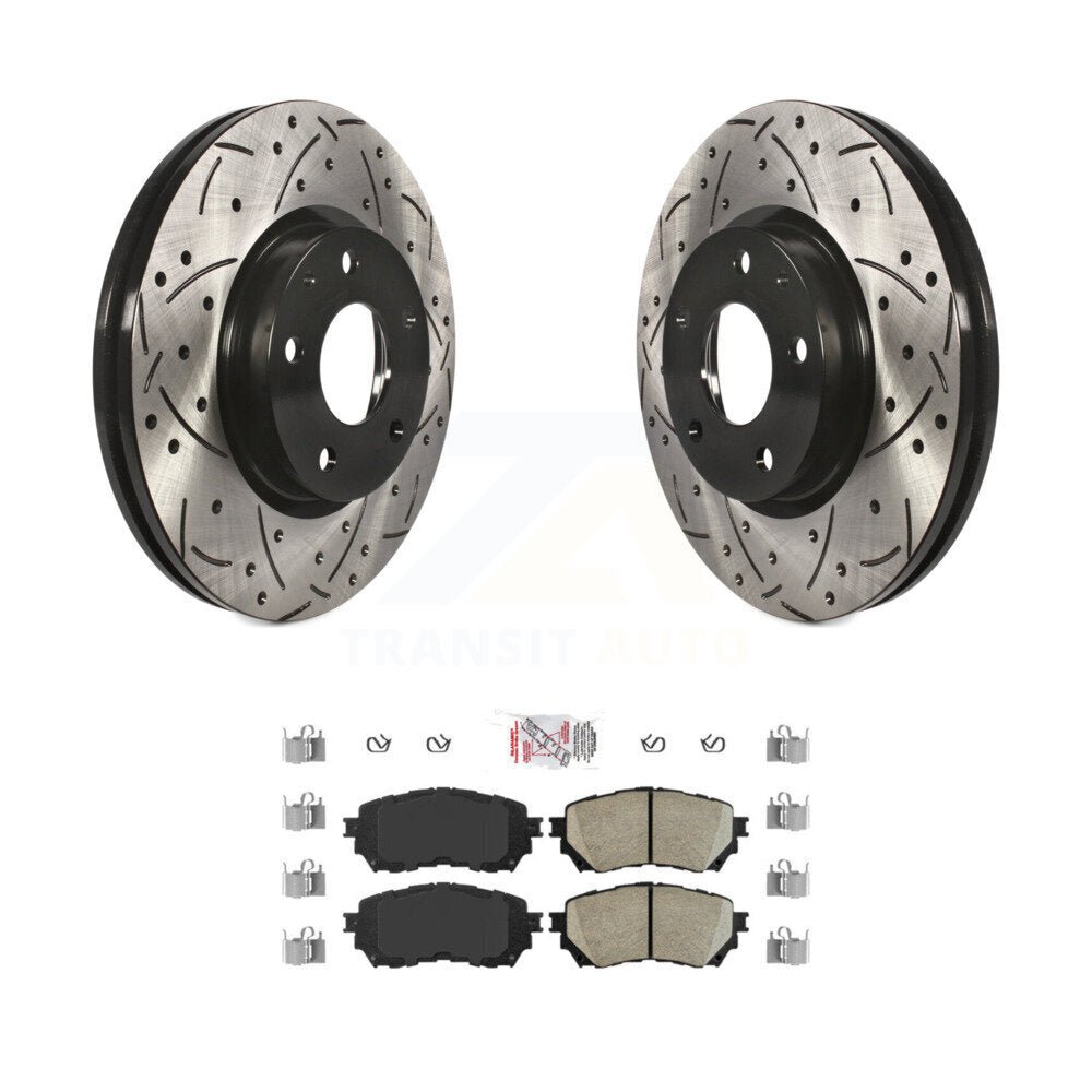 Rotors de frein à disque fendus percés à revêtement avant et kit de plaquettes en céramique pour Mazda 6