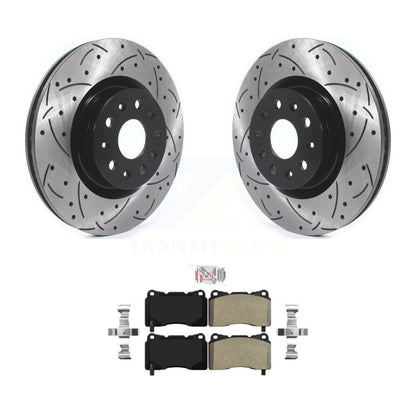 Rotor de frein à disque à fente avant percée et Kit de plaquettes semi-métalliques pour Cadillac CTS CT