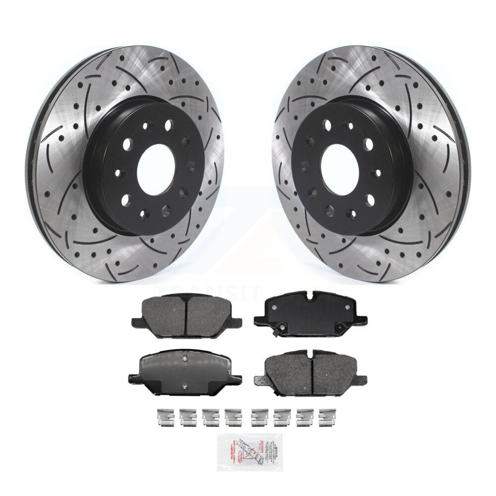 Kit de plaquettes en céramique pour rotors de frein à disque à fente forée avec revêtement avant pour Chevrolet Camar