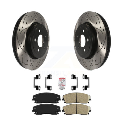 Rotor de frein à fente percée avant et Kit de plaquettes en céramique pour Dodge Charger RWD avec 3.6