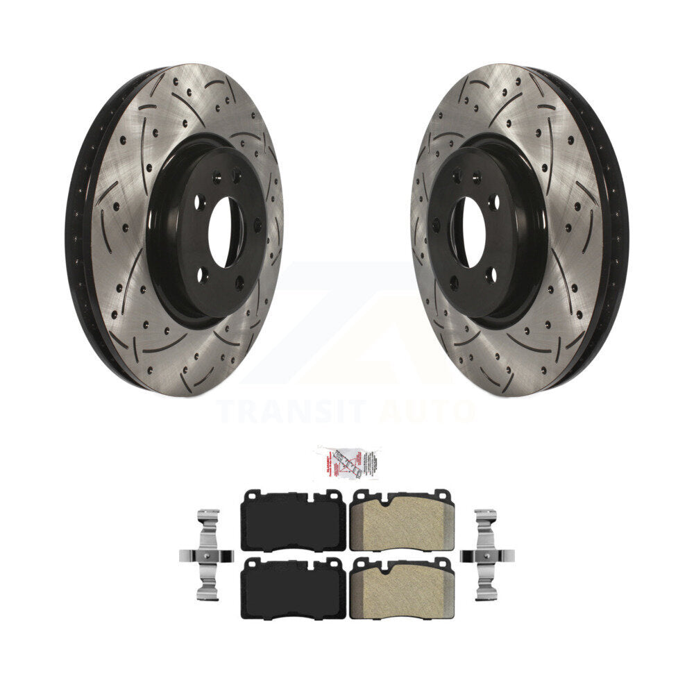 Kit de plaquettes semi-métalliques de rotors de frein à disque fendus percés à revêtement avant pour Audi Q