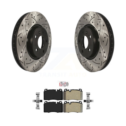 Kit de plaquettes semi-métalliques de rotors de frein à disque fendus percés à revêtement avant pour Audi Q