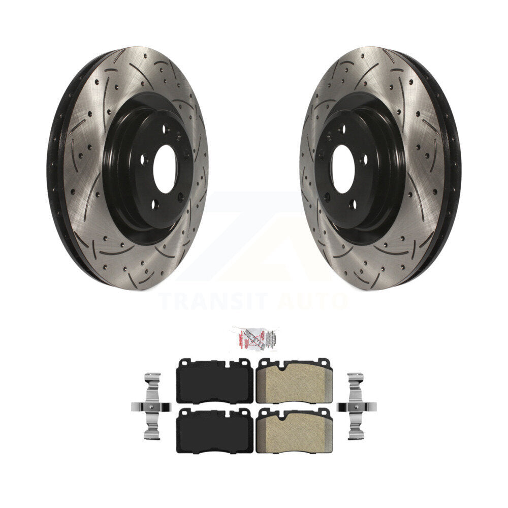 Kit de plaquettes semi-métalliques de rotors de frein à disque fendus percés à revêtement avant pour Audi Q