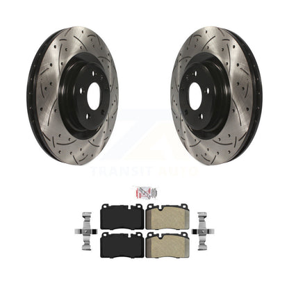 Kit de plaquettes semi-métalliques de rotors de frein à disque fendus percés à revêtement avant pour Audi Q