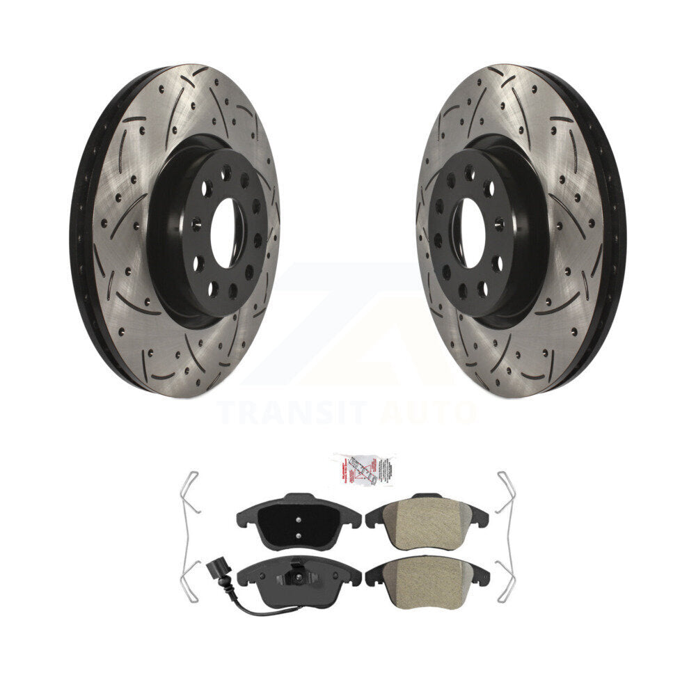 Rotors de frein à fente avant, Kit de plaquettes semi-métalliques pour Volkswagen Tiguan Passa