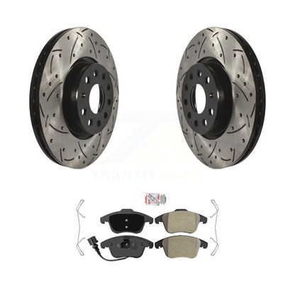 Rotors de frein à fente avant, Kit de plaquettes semi-métalliques pour Volkswagen Tiguan Passa