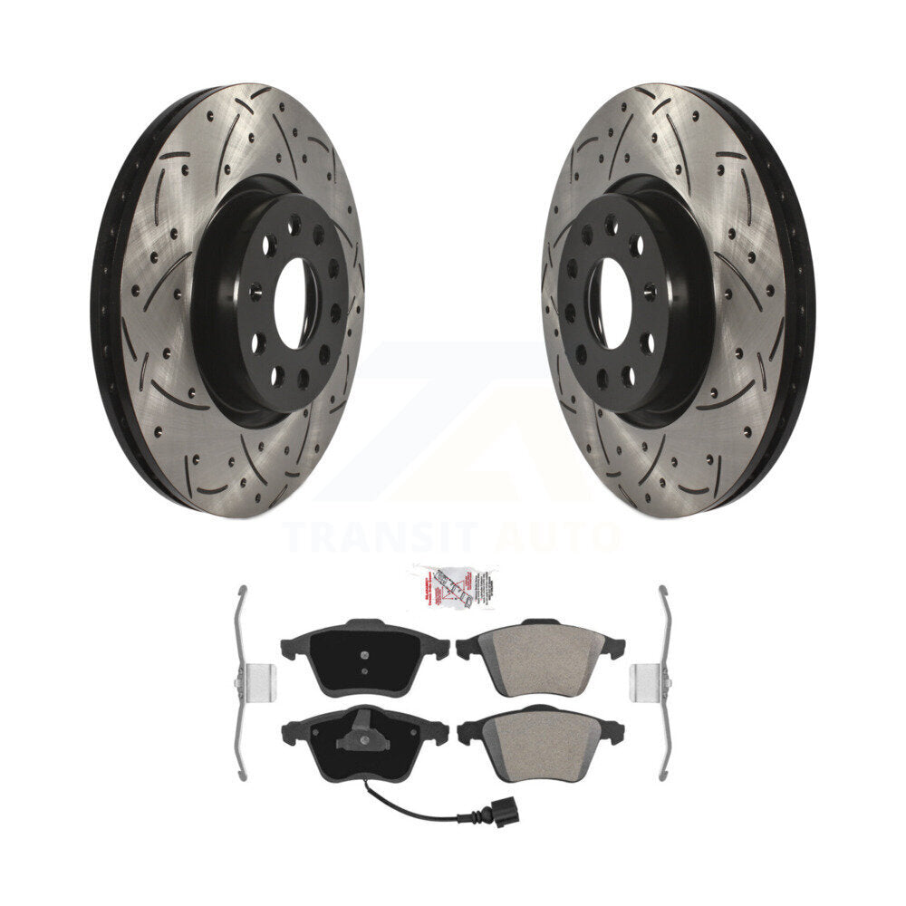 Kit de plaquettes semi-métalliques de Rotor de frein à disque de fente de forage avant pour Audi TT Quattro 3.2