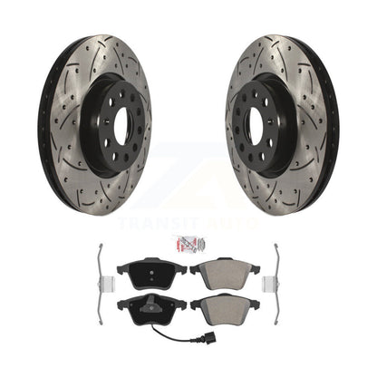Kit de plaquettes semi-métalliques de Rotor de frein à disque de fente de forage avant pour Audi TT Quattro 3.2