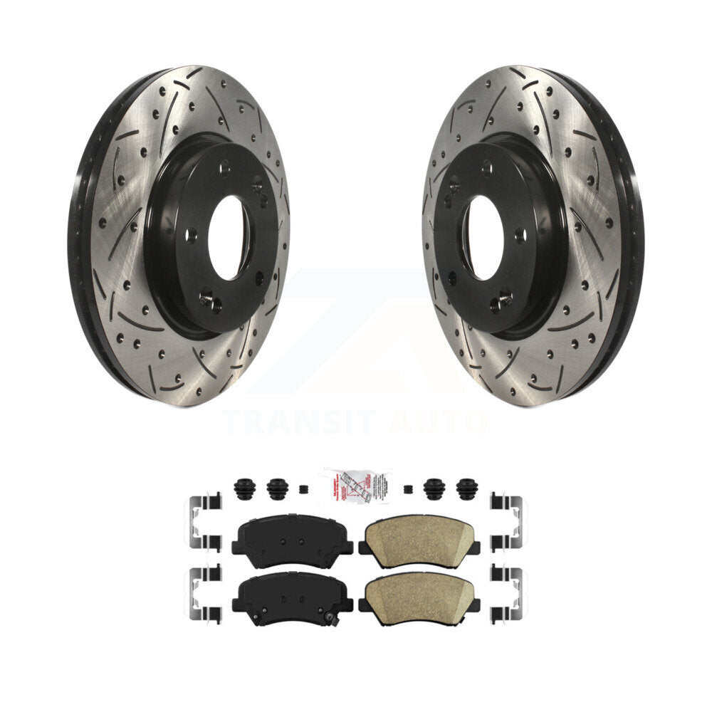 Kit de plaquettes de frein en céramique, Rotors de frein à fente avant percés pour Hyundai Elantra GT Kia Fort