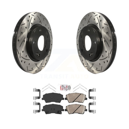 Rotor de frein à disque à fente percée avec revêtement avant et Kit de plaquettes en céramique pour Hyundai Elantr