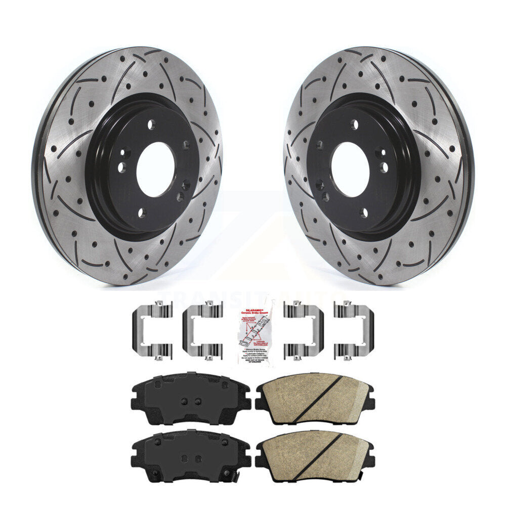 Kit de plaquettes en céramique pour Rotor de frein à disque, fente de perçage avant, pour Hyundai Elantra Tucson Ki