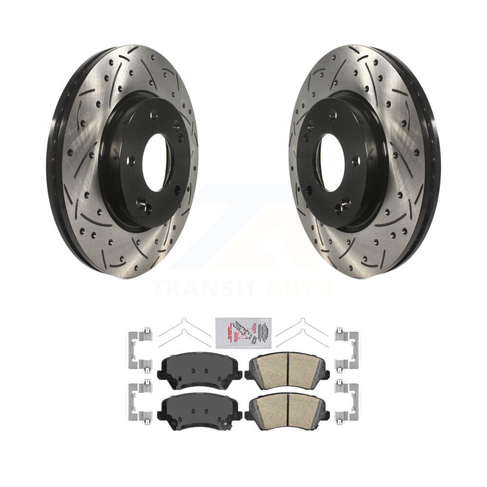 Kit de plaquettes de frein en céramique, Rotors de frein à fente avant percés pour Kia Forte Hyundai Elantra G