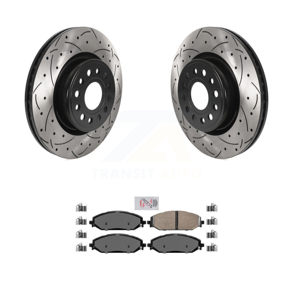Rotors de frein à disque fendus percés à revêtement avant et kit de plaquettes en céramique pour Ram 150