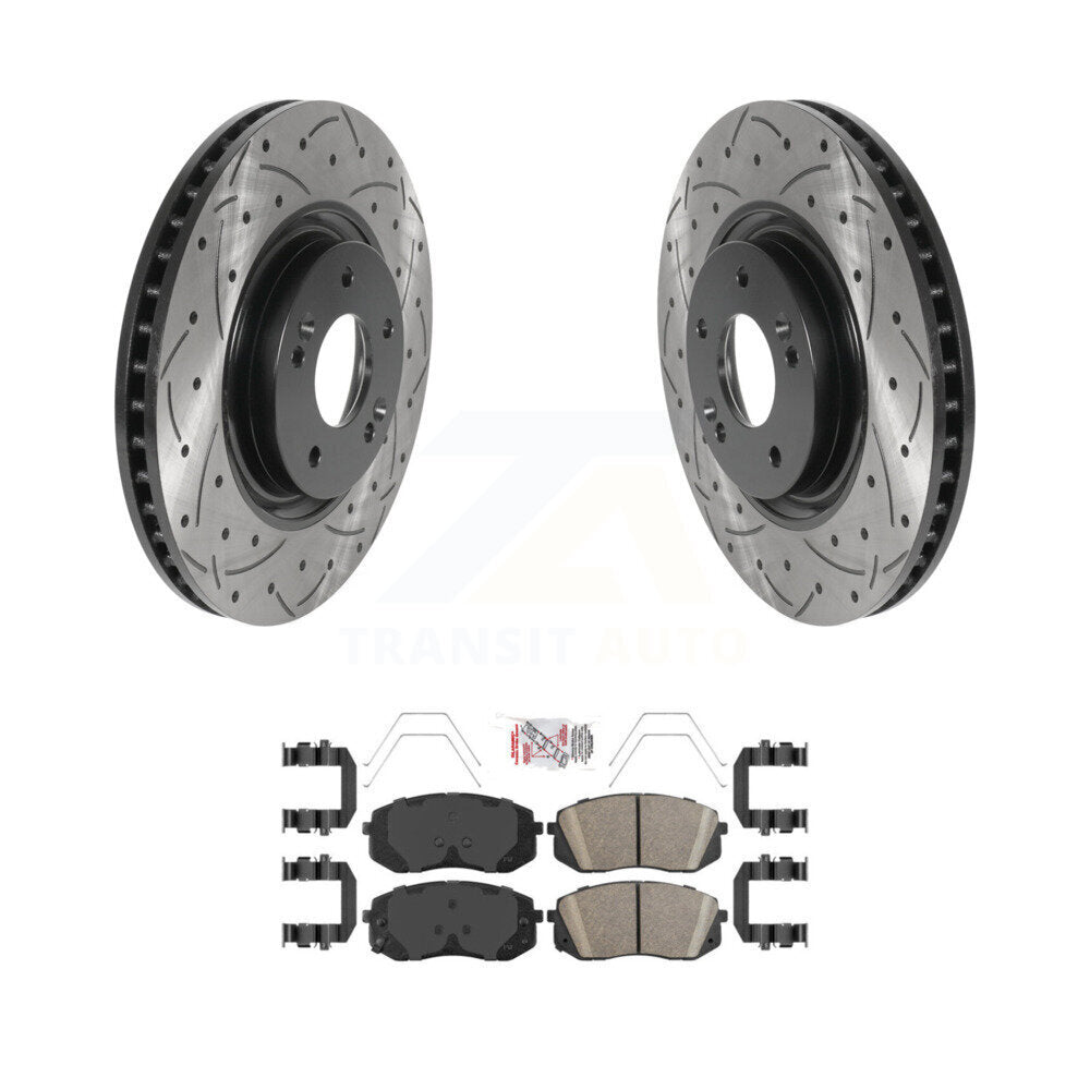 Kit de plaquettes en céramique pour Rotors de frein à disque, fente de perçage avant, pour Hyundai Sonata Kia Optim