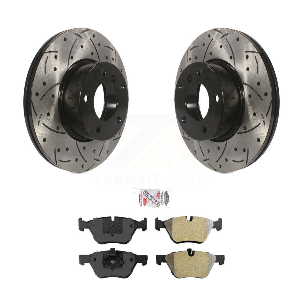 Kit de plaquettes semi-métalliques de rotors de frein à disque de fente de forage enduit avant pour BMW X1 328x