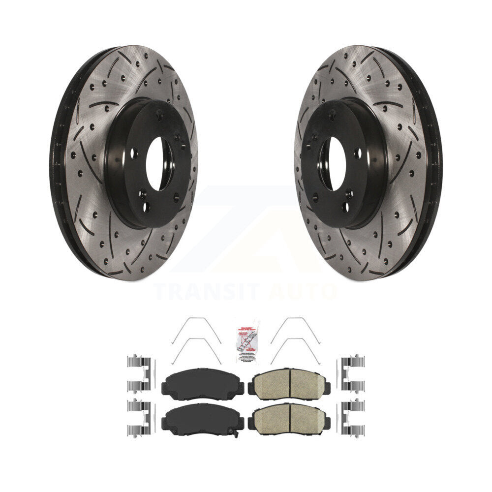 Kit de plaquettes de frein en céramique, Rotors de frein à fente avant percés pour Honda Civic Accord Acura CS