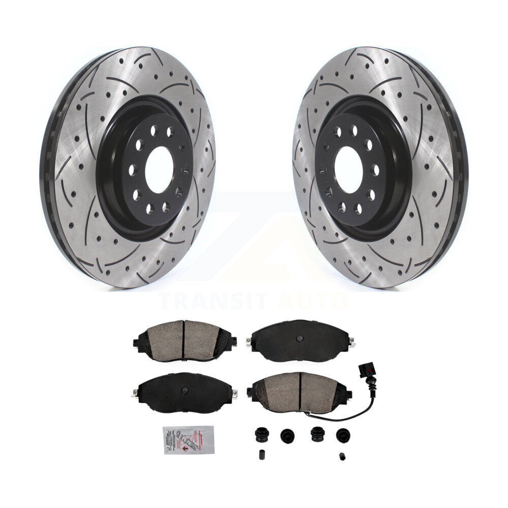 Rotor de frein à fente percée avant et Kit de plaquettes en céramique pour Volkswagen Jetta Audi S3 A