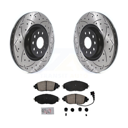 Rotor de frein à fente percée avant et Kit de plaquettes en céramique pour Volkswagen Jetta Audi S3 A