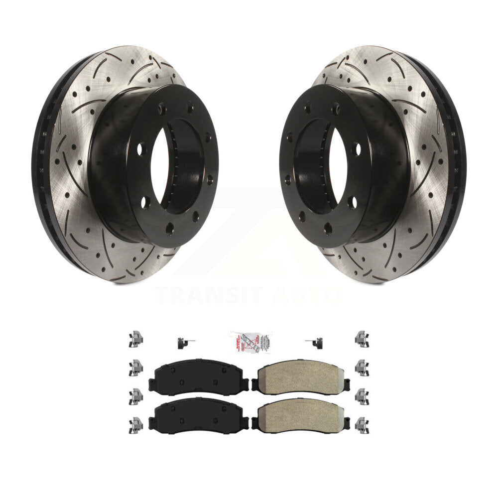 Kit de plaquettes semi-métalliques de Rotor de frein de fente de forage avant pour Ford F-250 Super Duty 4W