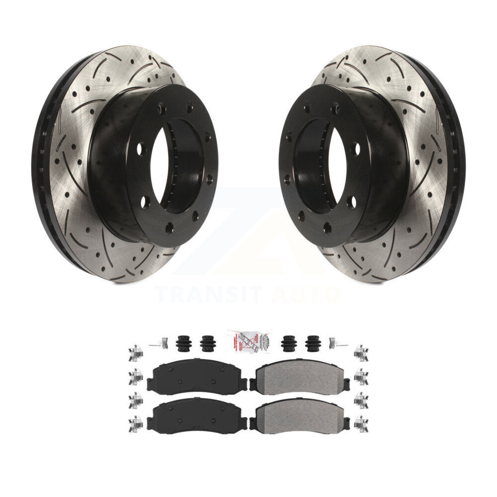 Kit de plaquettes semi-métalliques de Rotor de frein de fente de forage avant pour Ford F-250 Super Duty 4W