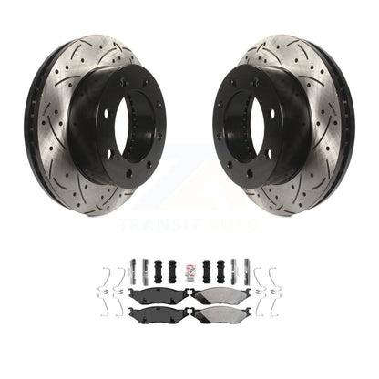 Rotor de frein à fente percée avant et Kit de plaquettes semi-métalliques pour Ford F-450 Super Dut
