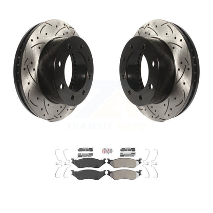 Rotor de frein à fente percée avant et Kit de plaquettes semi-métalliques pour Ford F-450 Super Dut