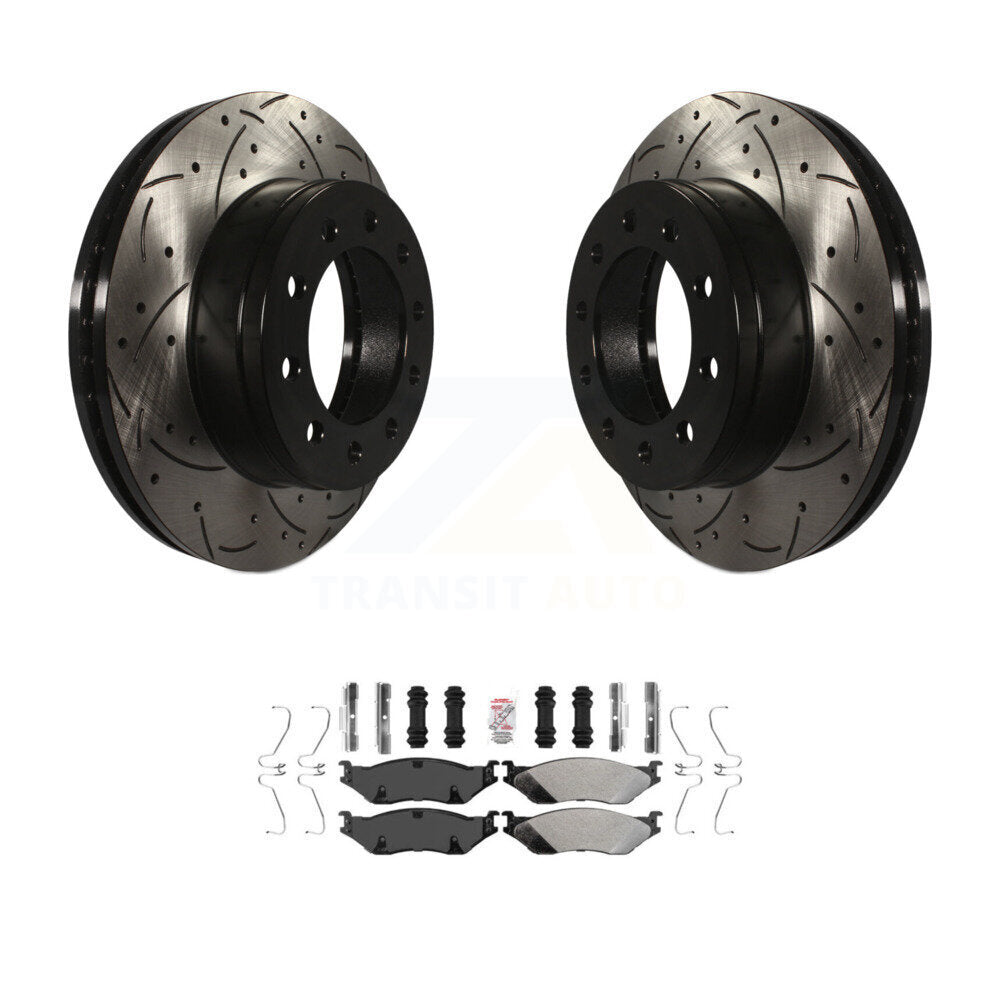 Rotor de frein à fente percée avant et Kit de plaquettes semi-métalliques pour Ford F-450 Super Dut