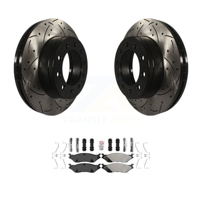 Rotor de frein à fente percée avant et Kit de plaquettes semi-métalliques pour Ford F-450 Super Dut