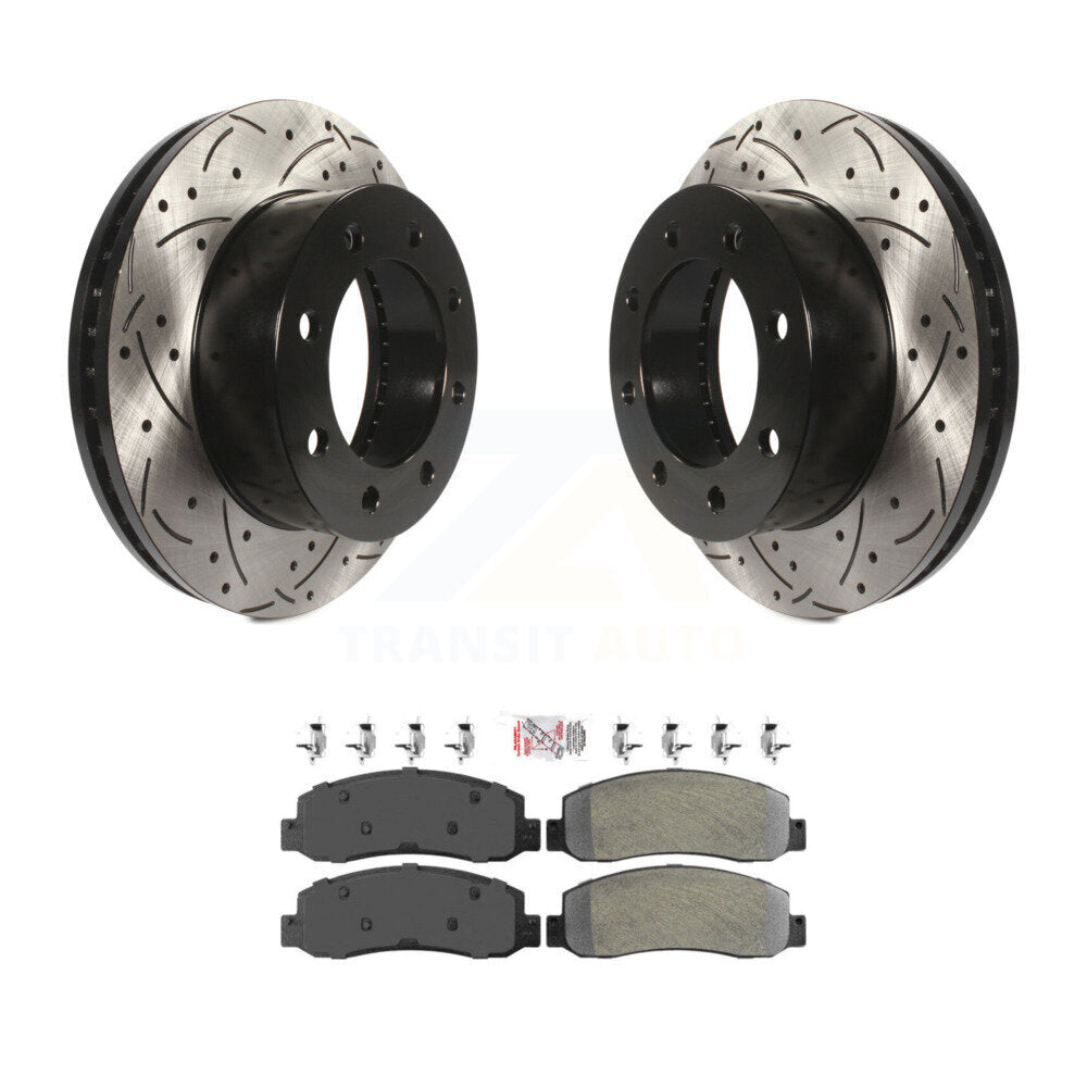 Rotor de frein à fente percée avant et Kit de plaquettes semi-métalliques pour Ford F-250 Super Dut