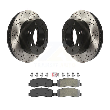 Rotor de frein à fente percée avant et Kit de plaquettes semi-métalliques pour Ford F-250 Super Dut