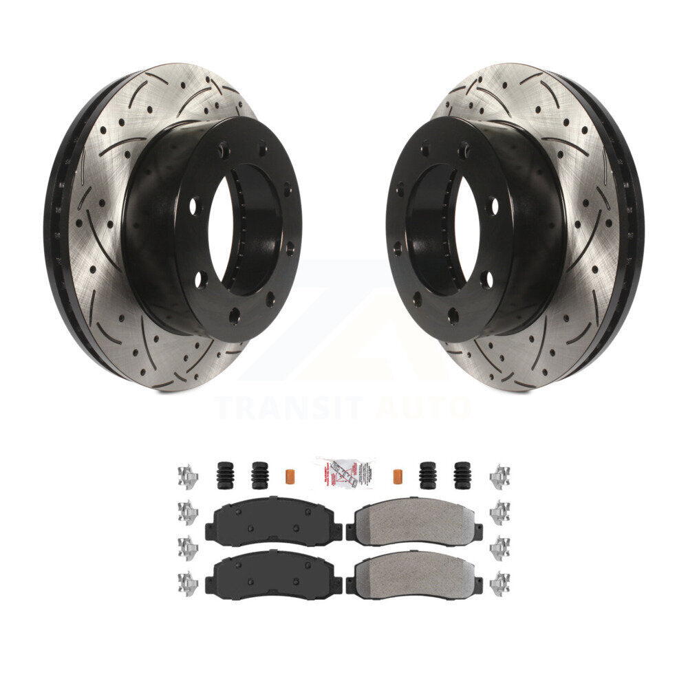 Rotor de frein à fente percée avant et Kit de plaquettes semi-métalliques pour Ford F-250 Super Dut
