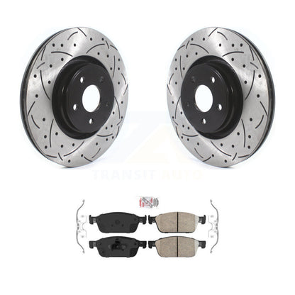 Rotor de frein à disque à fente avant percée et Kit de plaquettes en céramique pour Ford Focus Lincoln MK