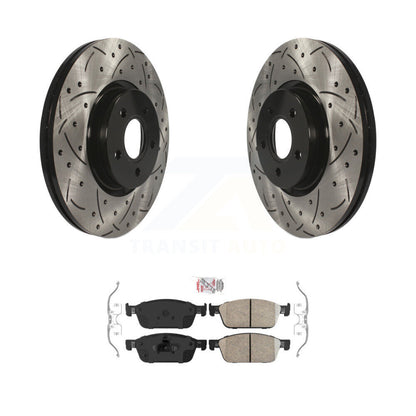 Kit de plaquettes en céramique pour rotors de frein à disque à fente avant percée pour Ford Focus S 2013 – 2018