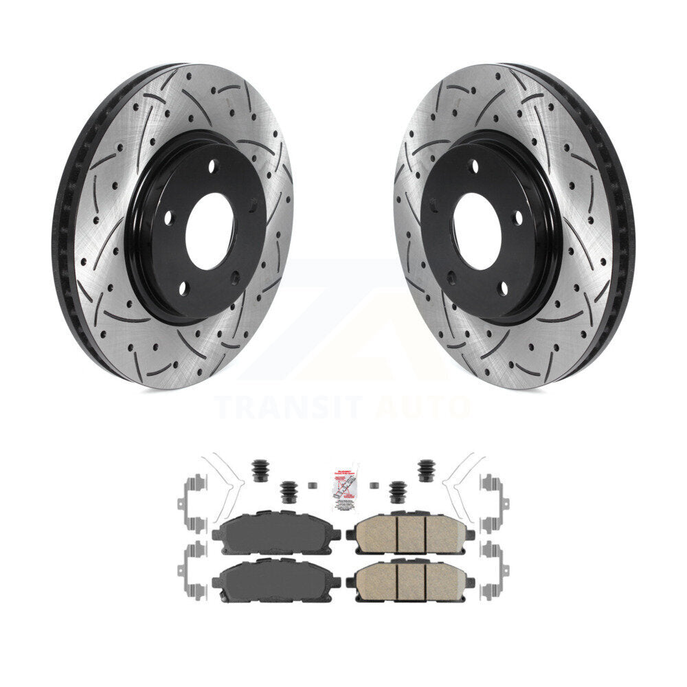 Rotor de frein à disque à fente avant et kit de plaquettes en céramique pour Nissan Ques 2011 – 2017