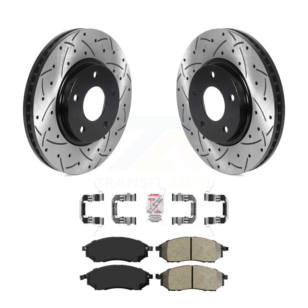 Rotor de frein à disque à fente avant percée et Kit de plaquettes semi-métalliques pour INFINITI Q45 M4