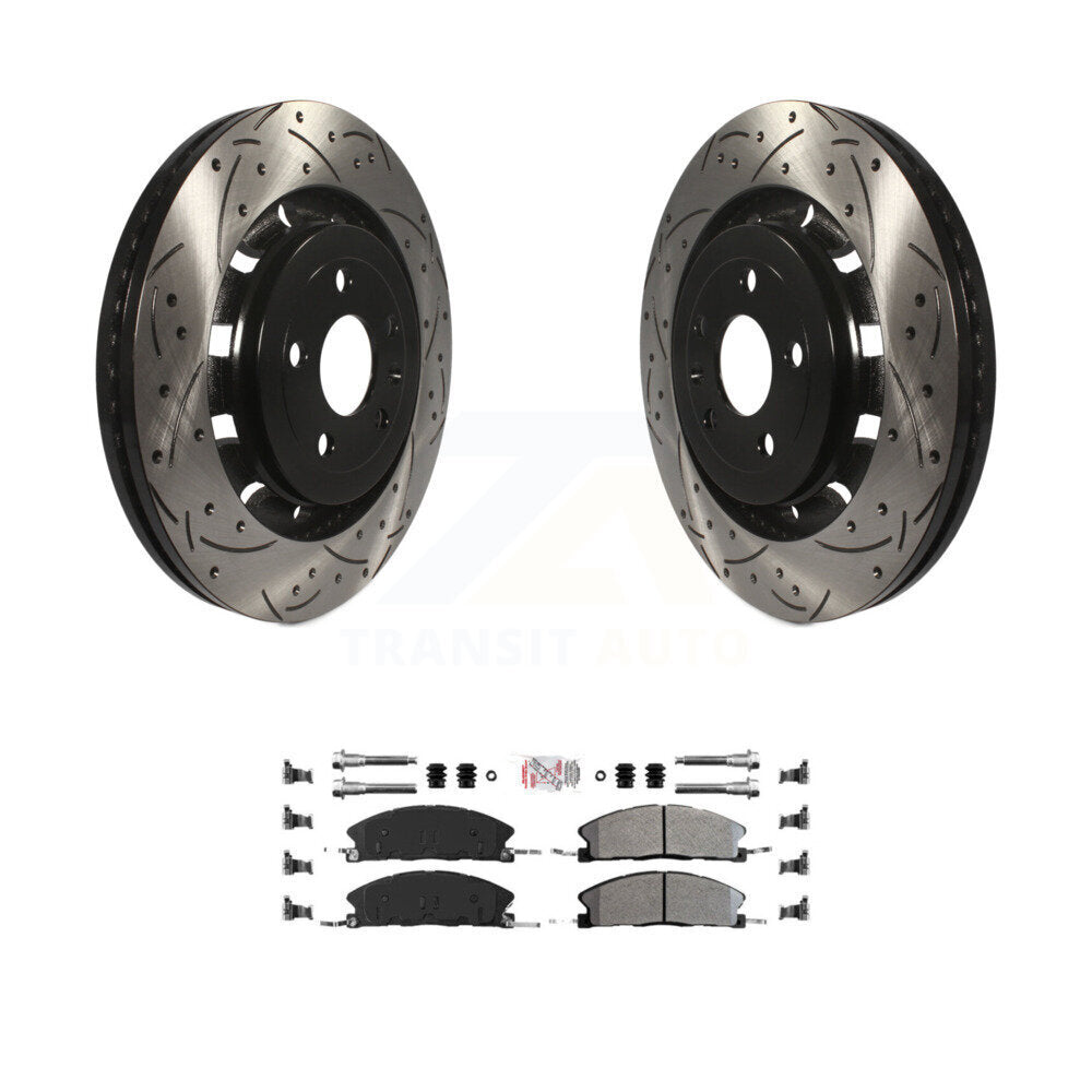 Kit de plaquettes semi-métalliques de Rotor de frein de fente de forage avant pour Ford Explorer Flex Tauru