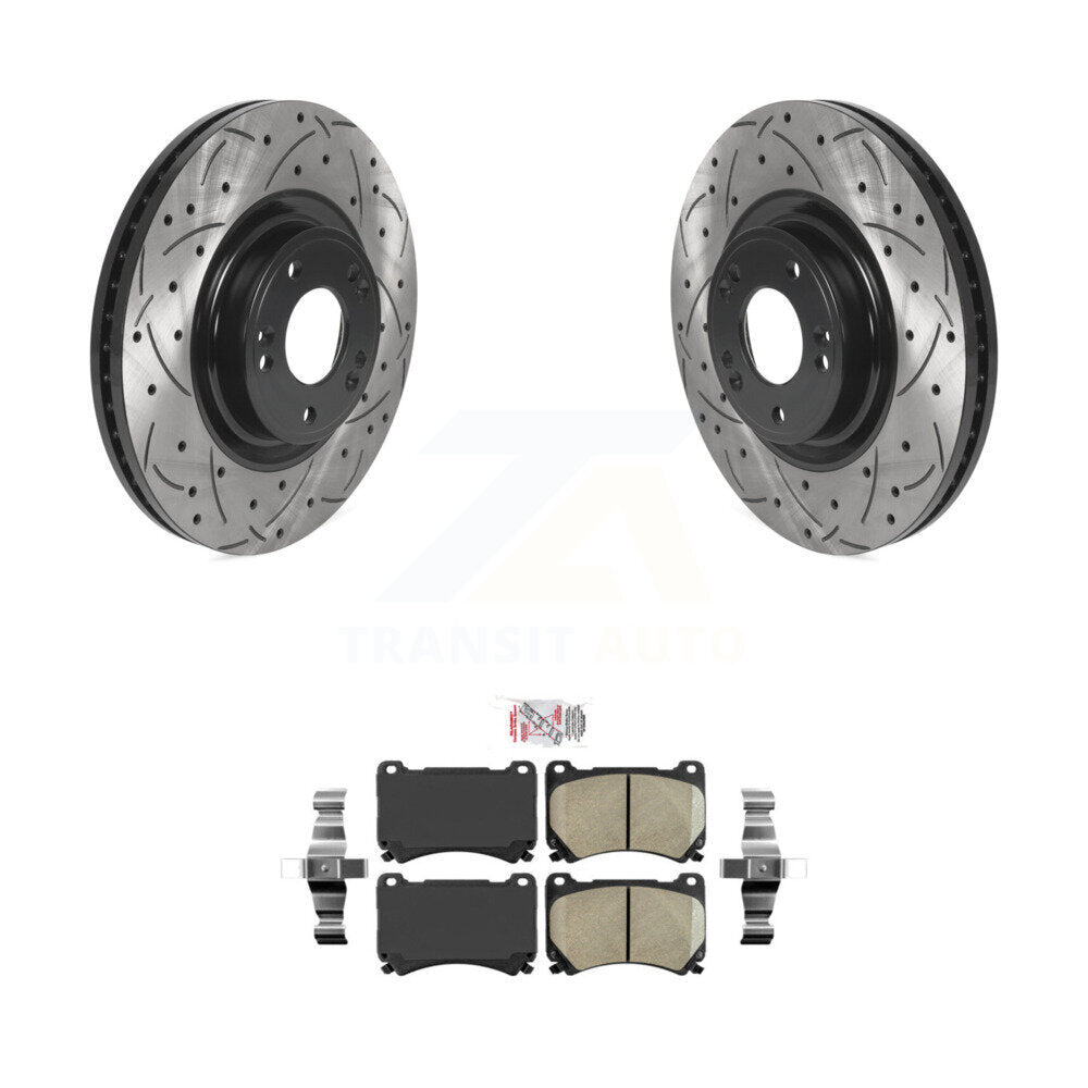 Rotor de frein à disque à fente percée avec revêtement avant et Kit de plaquettes en céramique pour Hyundai Genesi