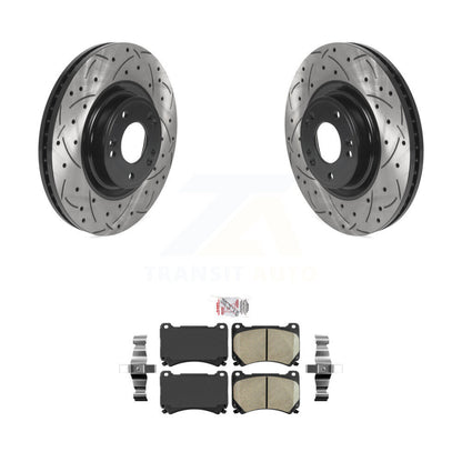 Rotor de frein à disque à fente percée avec revêtement avant et Kit de plaquettes en céramique pour Hyundai Genesi