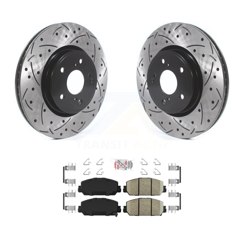 Rotor de frein à disque à fente percée avec revêtement avant et Kit de plaquettes en céramique pour Honda CR-V HR-